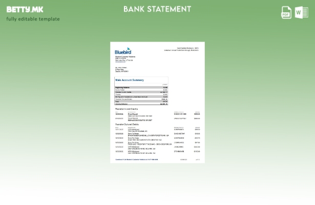 Модерен стил на USA Bluebird шаблон за збор страници за извод од банка